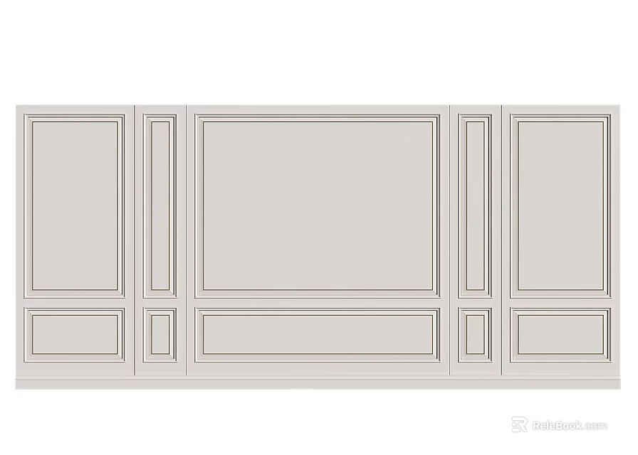 Elegant Background Wall Design With Symmetrical Panels And Decorative Frames 3d model 