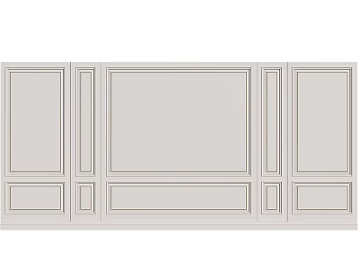 Elegant Background Wall Design With Symmetrical Panels And Decorative Frames 3d model