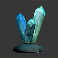 Glossy Blue Crystal Cluster With Transparent Geometric Crystals On Sturdy Decorative Base