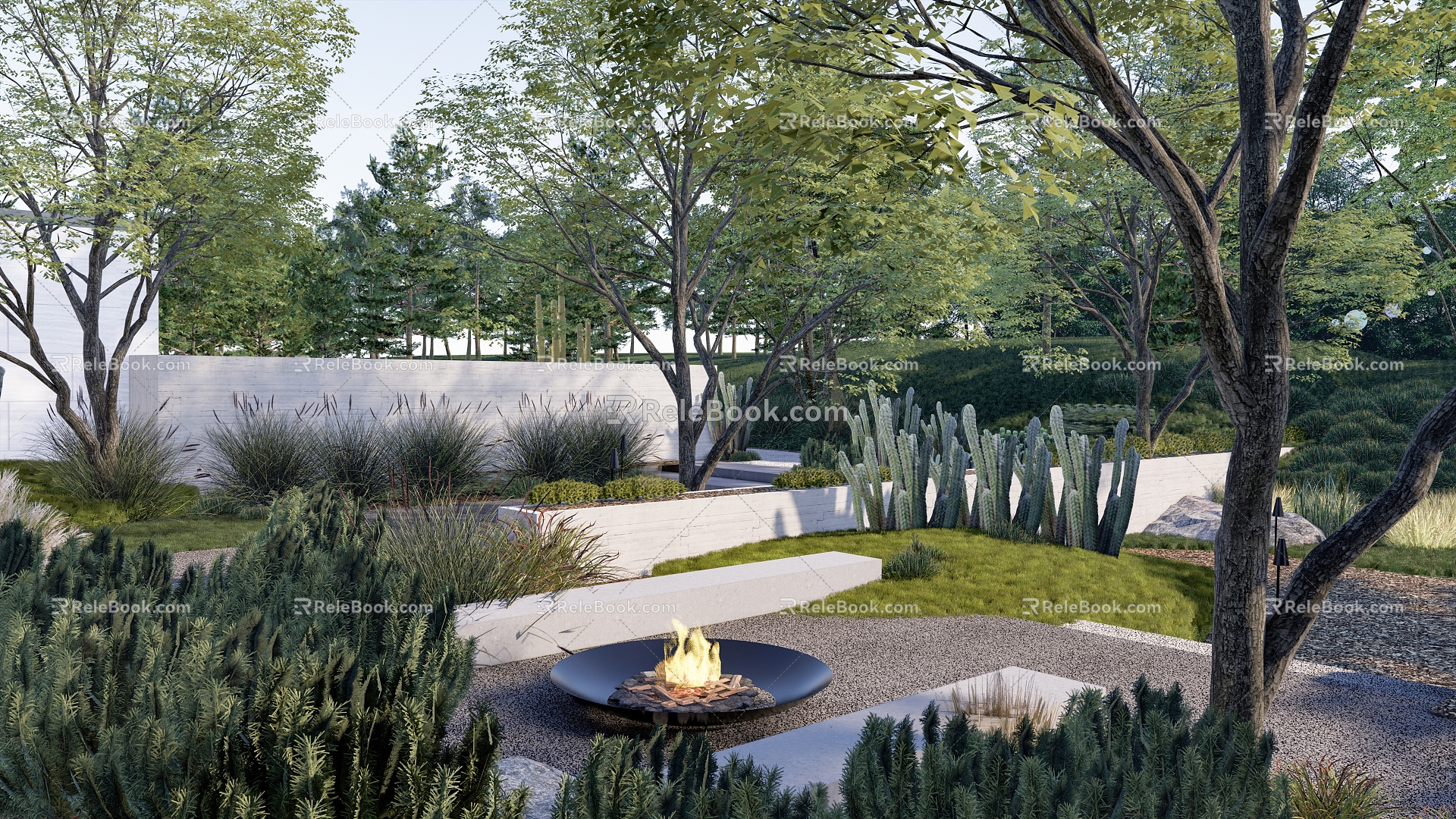 Modern Courtyard Bonfire Courtyard Landscape Bonfire Homestay Luxury Courtyard 3d model