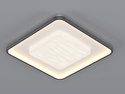Modern Square Ceiling Light With White Textured Panel Black Frame And Illuminated Edge 3d model