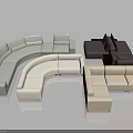 Modern Modular Sofa Set with Curved and Linear Gray White Dark Modules for Living Room 3d model