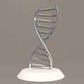 Detailed Silver DNA Double Helix Structure Model on White Base 3d model