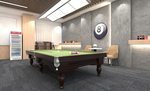 Modern billiard room fitness area 3d model