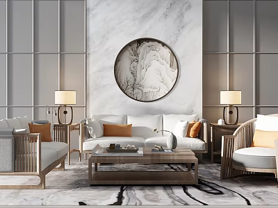 Sofa coffee table combination 3d model