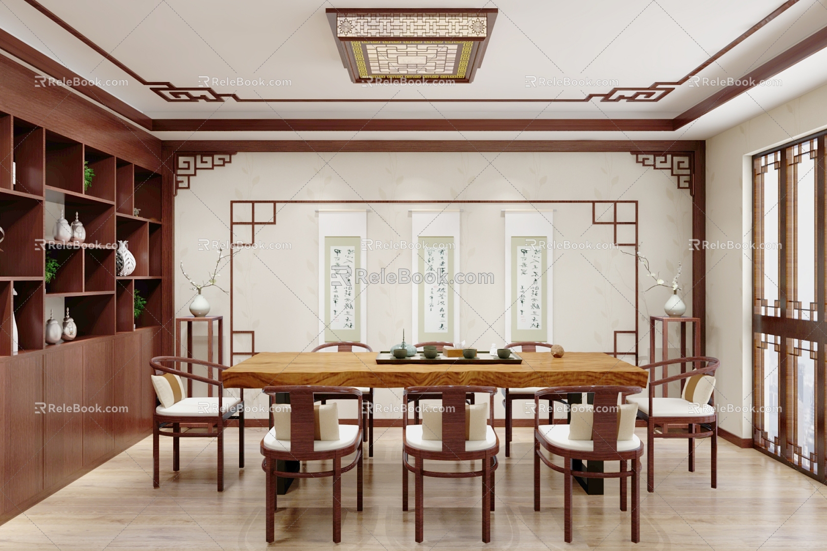 New Chinese Tea Room Tea Space 3d model