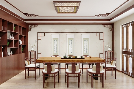 New Chinese Tea Room Tea Space 3d model