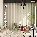 Elegant Modern Café Interior Design With Black Pendant Lights Round Tables And Light Chairs