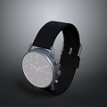 Stylish Modern Watch With Black Leather Strap White Dial Silver Case And Minimalist Design