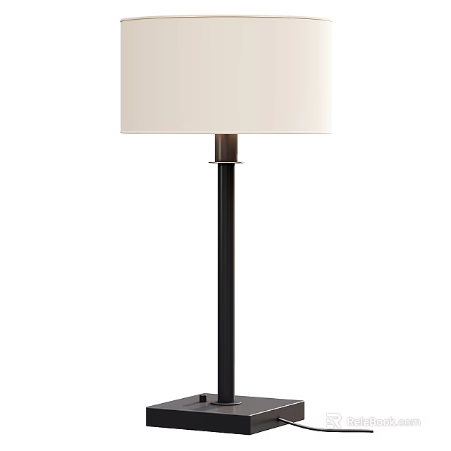 Modern Table Lamp With White Lampshade Black Stand And Metal Connector Design 3d model 