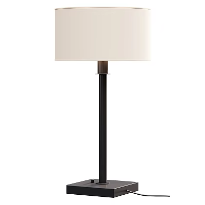 Modern Table Lamp With White Lampshade Black Stand And Metal Connector Design 3d model