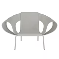 Gray Modern Leisure Chair With Curved Arms And Sleek Metal Legs Design