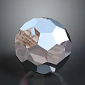 Faceted Transparent Crystal Sphere With Shiny Polished Surface And Reflections