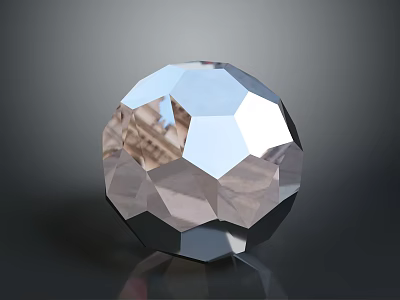 Faceted Transparent Crystal Sphere With Shiny Polished Surface And Reflections 3d model
