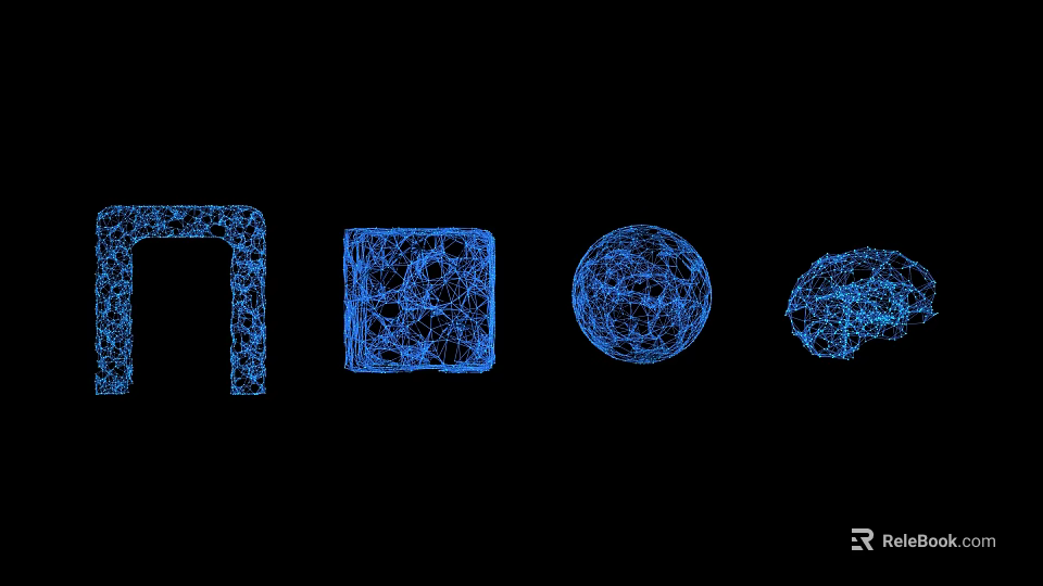 Blue 3D Mesh Geometric Shapes Abstract Ecommerce Design Elements 3d model 
