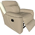 Single White Leather Recliner Sofa with CHEERS on Footrest for Living Room