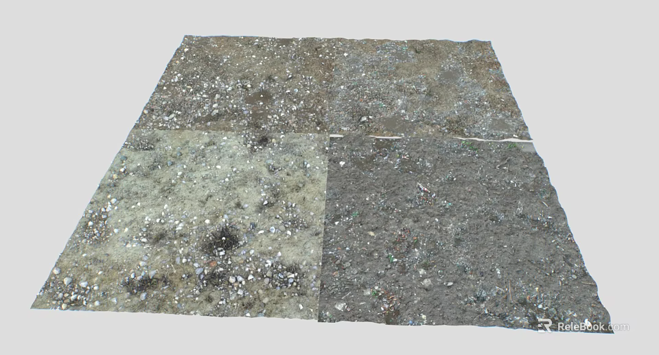 Various Textured Ground Samples With Gravel Soil And Different Color Sections 3d model