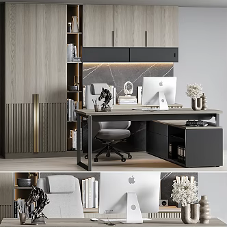 modern office desk and chair 3d model
