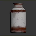 Vintage Red And White Ceramic Vase With Handle For Home Decoration