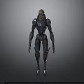 Futuristic Sci Fi Character With Metallic Armor And Blue Accents