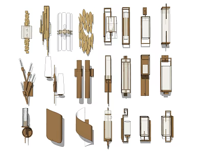 Modern Wall Lights With Various Wooden And Glass Designs For Home Decor 3d model