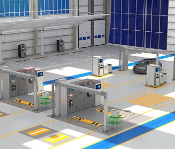 Electric vehicle inspection production line 3d model