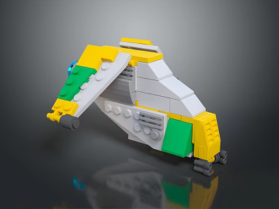 Building Blocks Mechanical Model Design With Yellow Green White Components And Gray Mechanical Parts 3d model