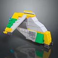 Building Blocks Mechanical Model Design With Yellow Green White Components And Gray Mechanical Parts