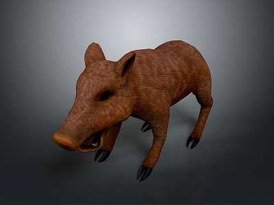 Wild Boar 3D Model With Brown Fur And Sharp Tusks In Standing Posture 3d model