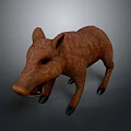 Wild Boar 3D Model With Brown Fur And Sharp Tusks In Standing Posture