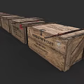 Row of Wooden Storage Lockers With Handle With Care Labels And Metal Strapping