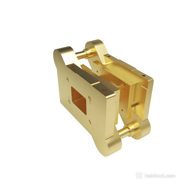 Golden Metal Mechanical Component With Holes And Industrial Structure Design 3d model 