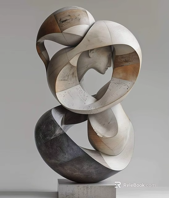Modern Abstract Sculpture Carving With Twisted Intertwined Forms And Artistic Design 3d model 