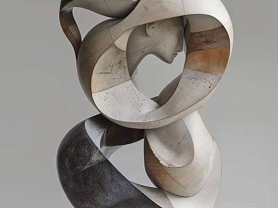 Modern Abstract Sculpture Carving With Twisted Intertwined Forms And Artistic Design 3d model