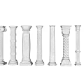Classical Roman Columns with Various Decorative Designs and Architectural Styles 3d model