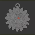 Silver Petal Shaped Pendant Jewelry With Central Red Gemstone And Intricate Design