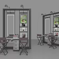 Modern Display Shelves With Black Frame Mirrors And Tables For Retail Space