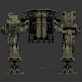 Game Movie Character Military Style Four Legged Armored Robot Metallic Green Mech Design