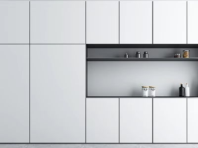 Modern White Entryway Side Cabinet With Open Shelves And Storage Design 3d model