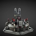 Industrial Mechanical Device With Pipes Valves And Control Panel Structure