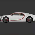 White Bugatti Sports Car with Red Accents Black Wheels Brown Interior and Modern Luxury Design