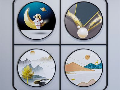 Modern round frame painting round painting model