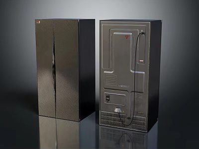 Black Modern Refrigerator and Freezer with Upright Design and Textured Surface 3d model