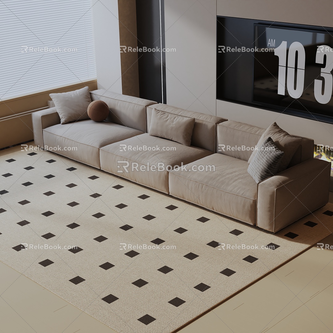 Modern three-seat sofa 3d model