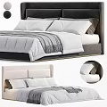 Stylish Double Bed Designs With Upholstered Headboards White Comforters And Gray Throw Blankets 3d model