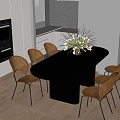 modern dining table and chair 3d model