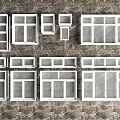 White Window Frames In Various Sizes And Designs For Home Renovation Projects 3d model