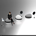 Modern Public Chair Design With White Seats And Screen Displays For Waiting Area