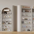 Champion Makeup Elegant Modern Arched Display Shelves With Various Cosmetics Products