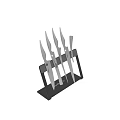 Stainless Steel Kitchen Knife Set with Black Holder and Sharp Blades